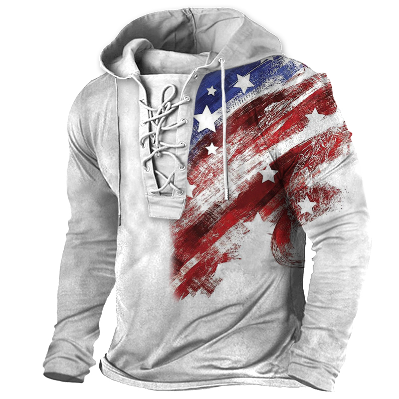 Men's Outdoor Casual American Chic Patriotic Flag Print T-shirt