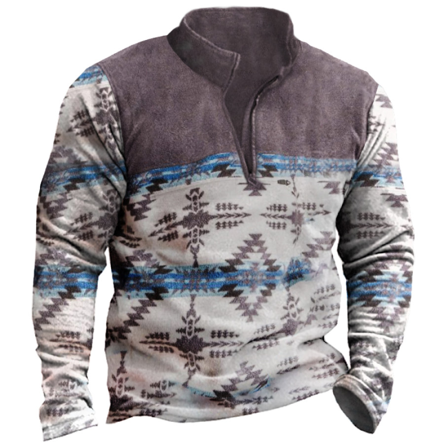 

Native American Culture Henley Collar Long Sleeve Sweatshirt