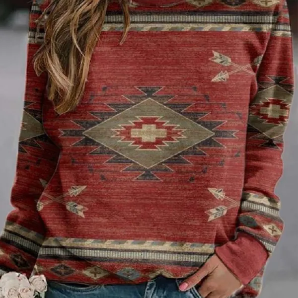 Casual retro ethnic pattern sweatshirt Clearance