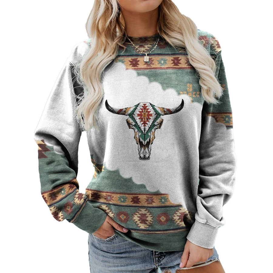 

Women's Retro Western Ethnic Printed Sweater