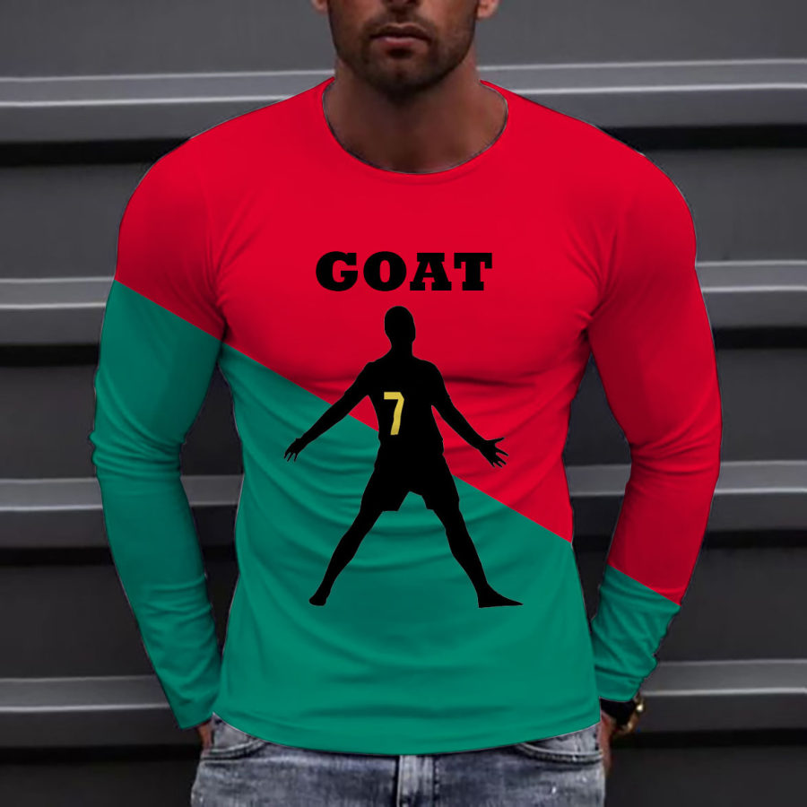 

Men's Portugal Soccer Goat Print Long Sleeve T-Shirt