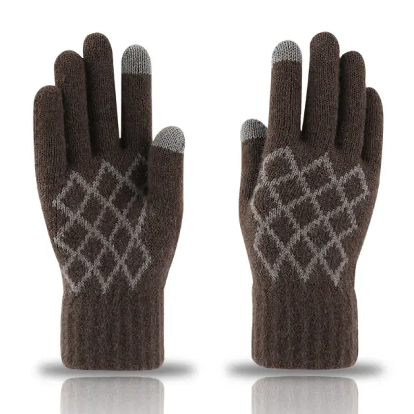 Men's Outdoor Fleece Warm Touch Screen Knit Gloves - Kalesafe.com 