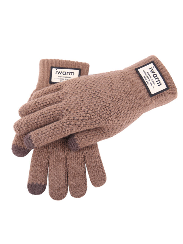 Men's Outdoor Fleece Warm Touch Screen Knit Gloves