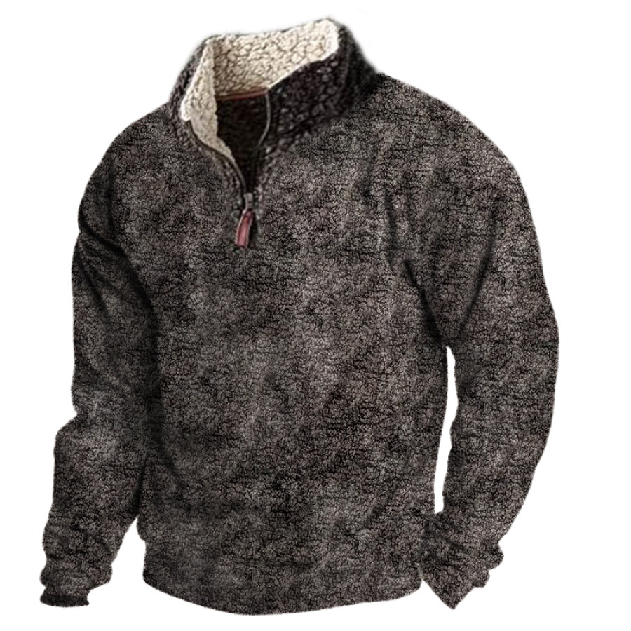 

Men's Outdoor Casual Long Sleeve Stand Collar Faux Lamb Sweater