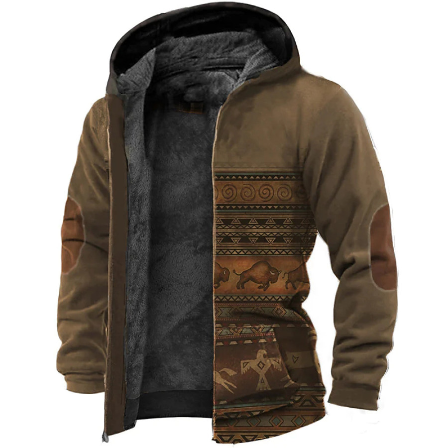 

Men's Vintage Thick Hood Plush Pocket Tactical Jacket