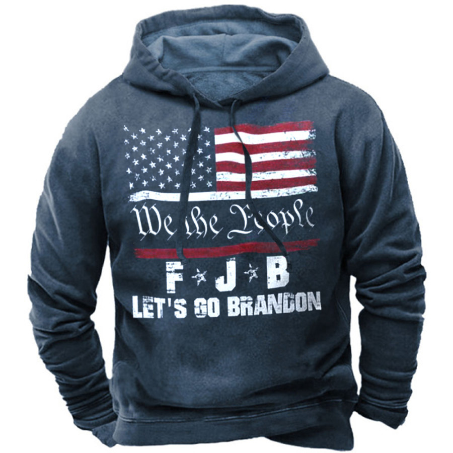 

Let's Go Brandon Men's American Flag Print Hoodie