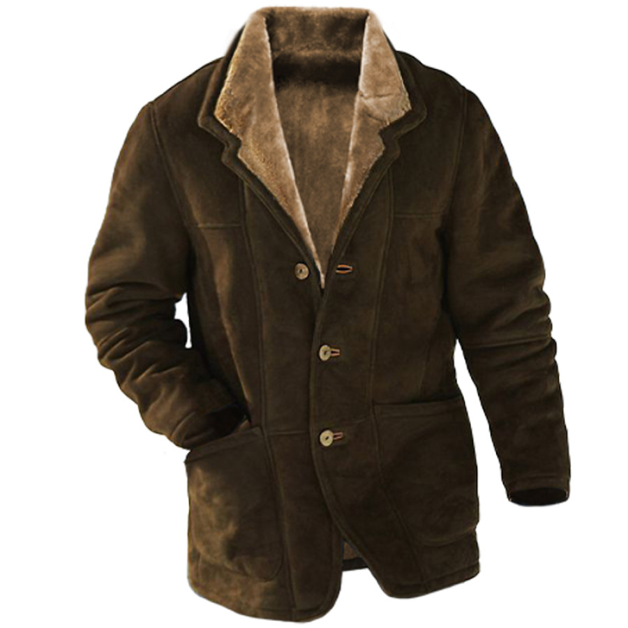 

Men's Vintage Thick Plush Pocket Tactical Jacket