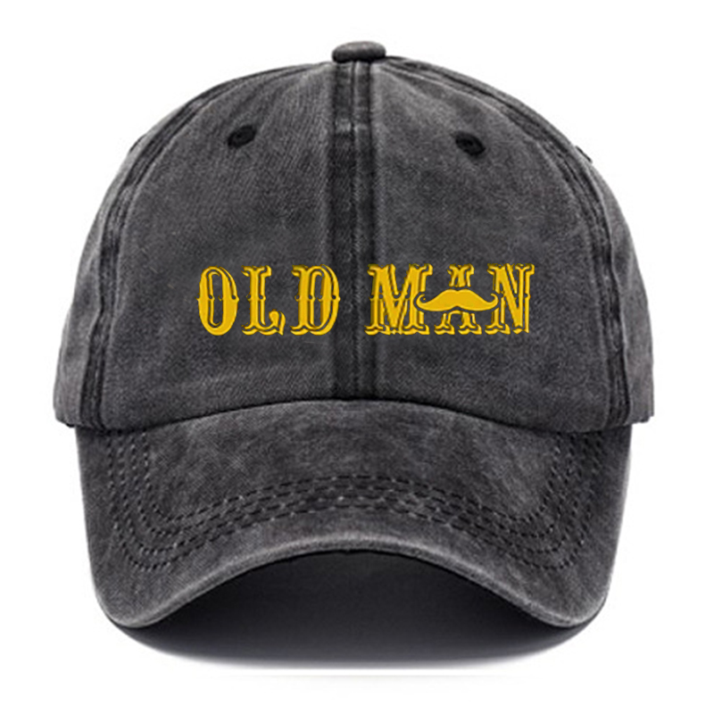 Old Man Print Men's Chic Vintage Washed Hat