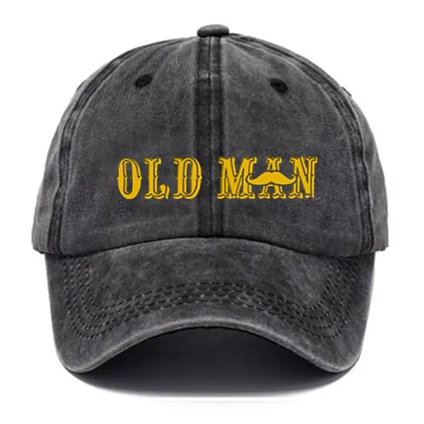 Old Man Print Men's Vintage Washed Hat - Blaroken.com 