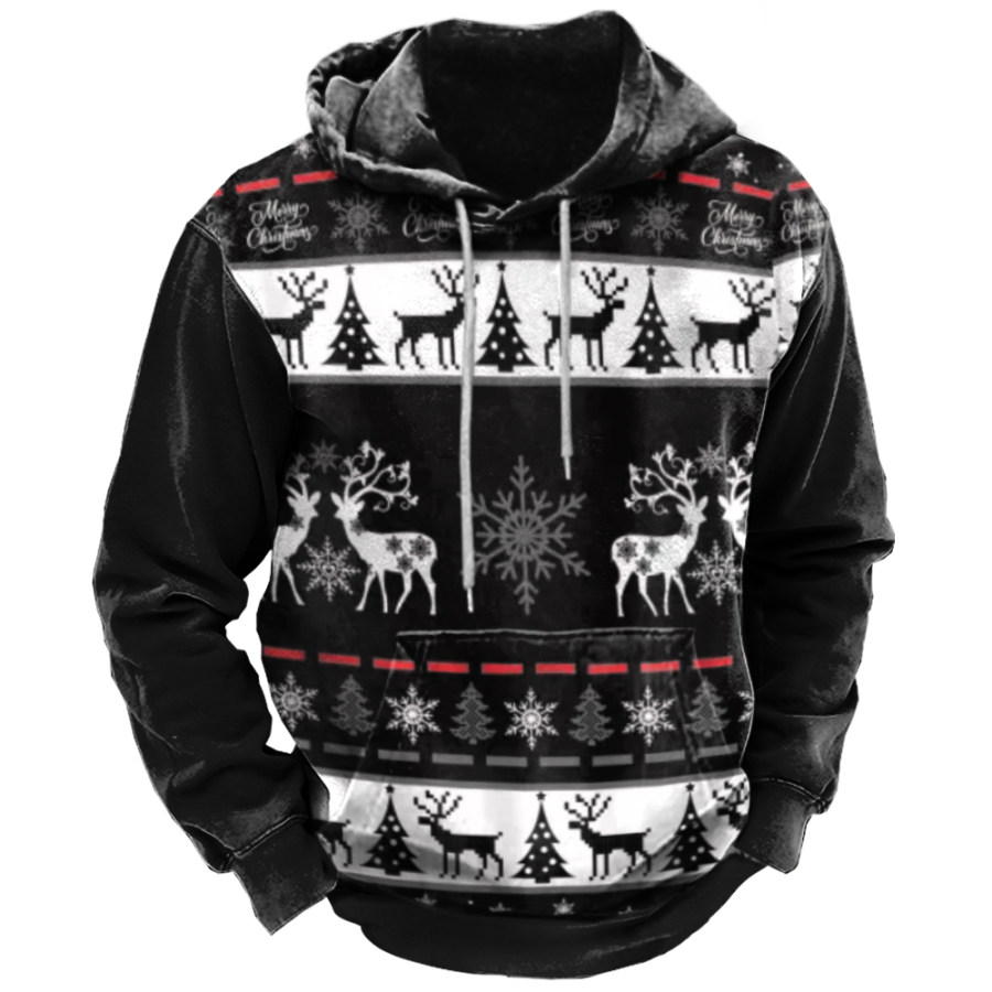 

Men's Christmas Elk Print Hoodie