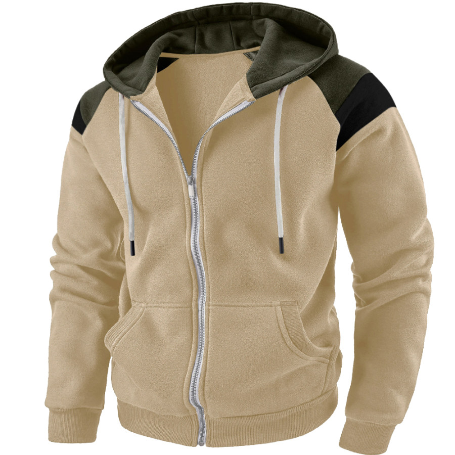 

Men's Outdoor Color Block Casual Hooded Sweater Jacket