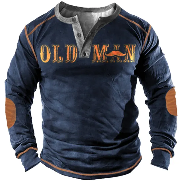Old Men Men's Outdoor Retro Tactical Henley Long Sleeve Shirt - Honeylop.chimpone.com 