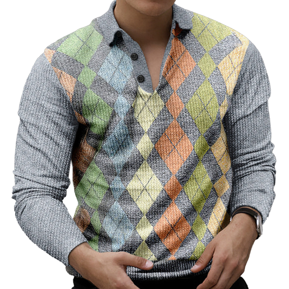 Men's Geometric 3d Printed Chic Casual Lapel Polo Shirt