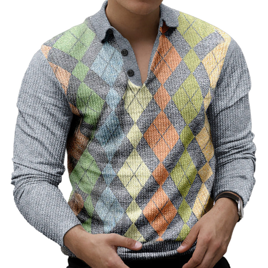 

Men's Geometric 3D Printed Casual Lapel Polo Shirt