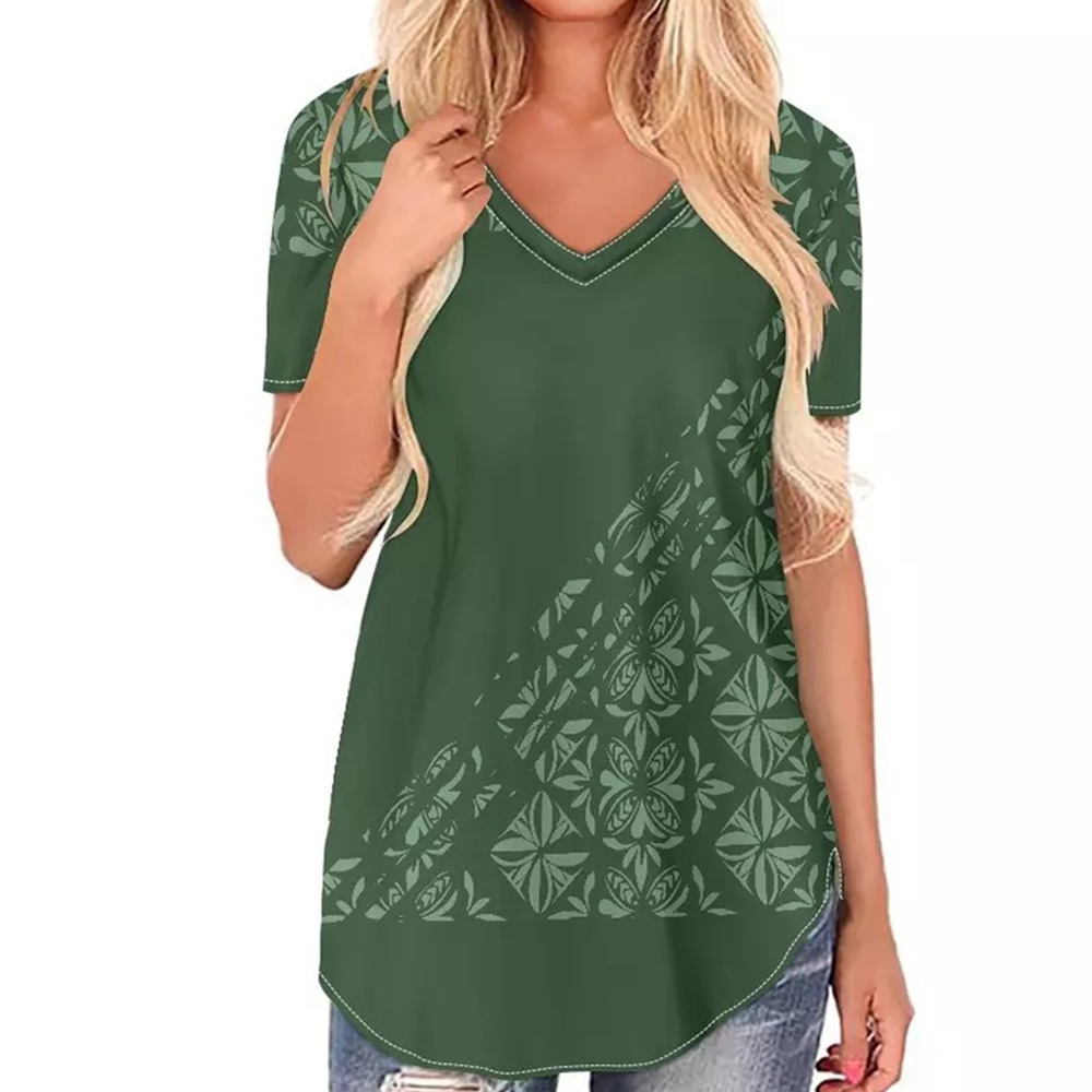 Women's Floral Print V-neck Chic Casual T-shirt