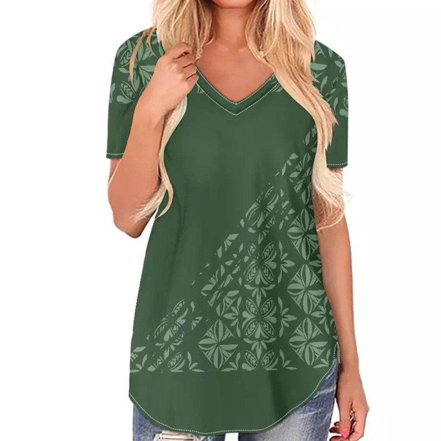 

Women's Floral Print V-Neck Casual T-shirt