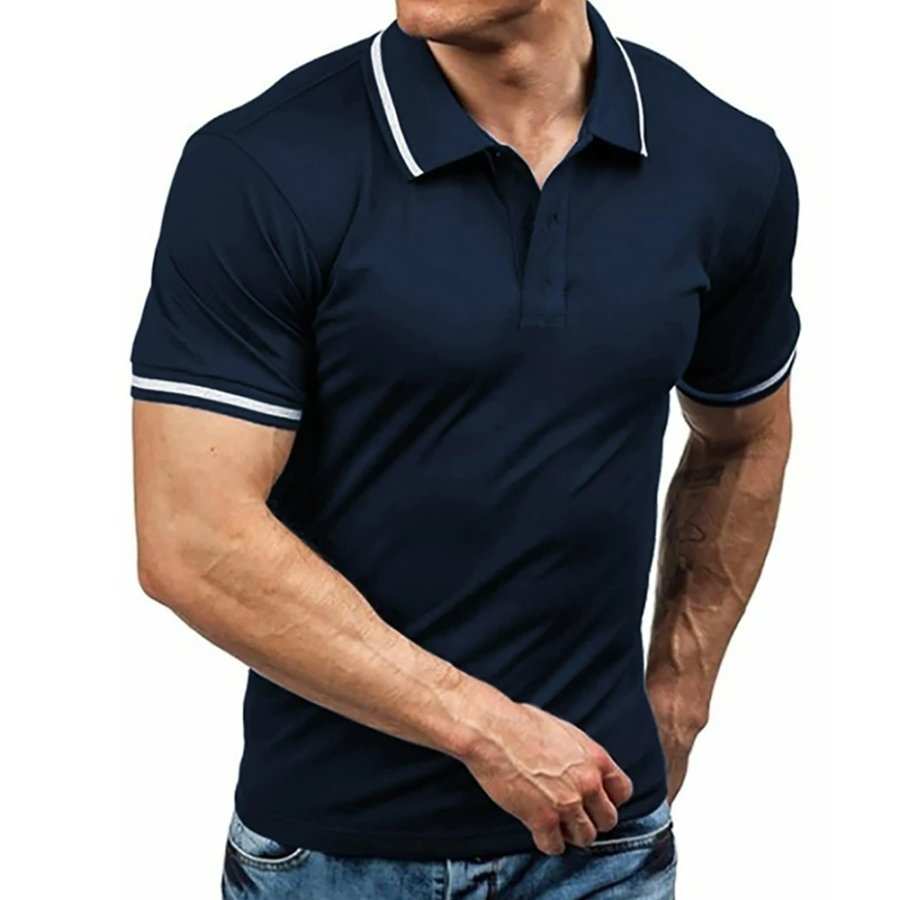 

Men's Outdoor Casual Striped Polo Neck T-Shirt