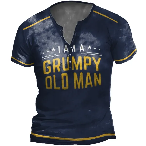 I'm Grumpy Old Man Men's Vintage Contrast Print T-Shirt - Kalesafe.com 