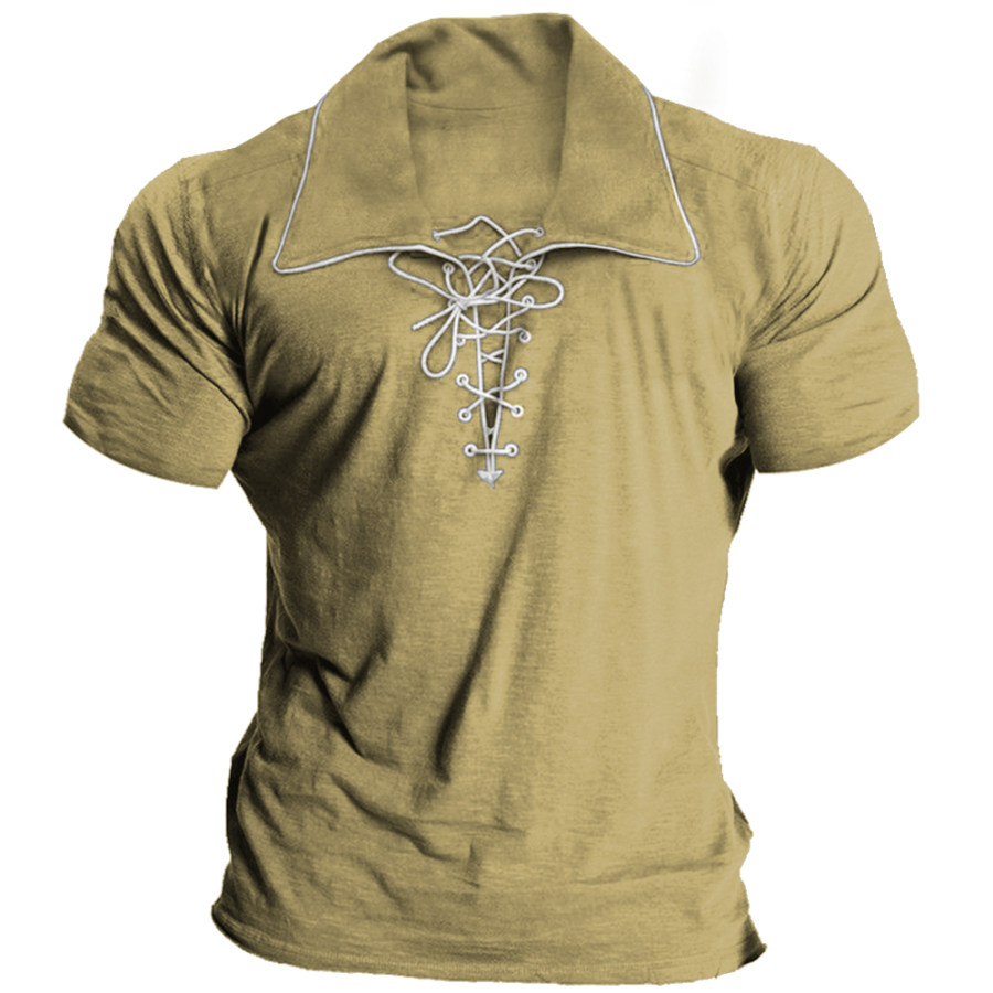 

Men's Vintage Tie Lapel T-Shirt