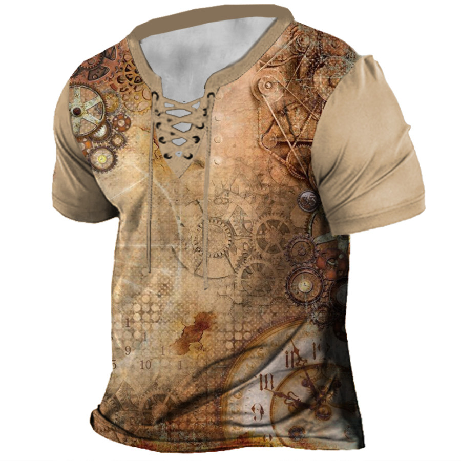 

Men's Vintage Gear Clock Print Short Sleeve T-Shirt