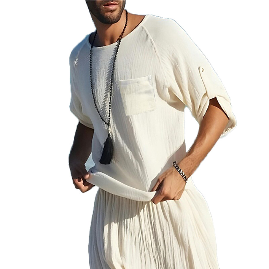 

Men's Casual Loose Cotton Linen Long-sleeved Shirt