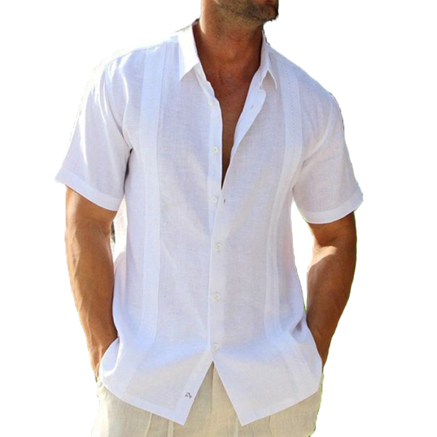 

Men's Casual Loose Cotton Linen Short-sleeved Shirt