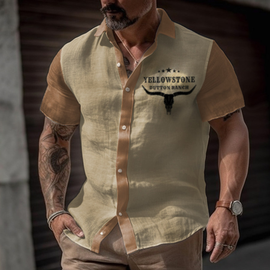 

Camicia A Maniche Corte Con Stampa Yellowstone Vintage Da Uomo