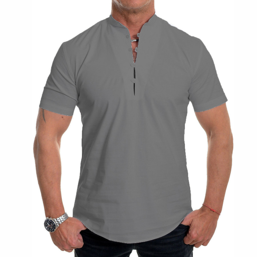 

Men's Outdoor Casual Henley Collar Short Sleeve Shirt