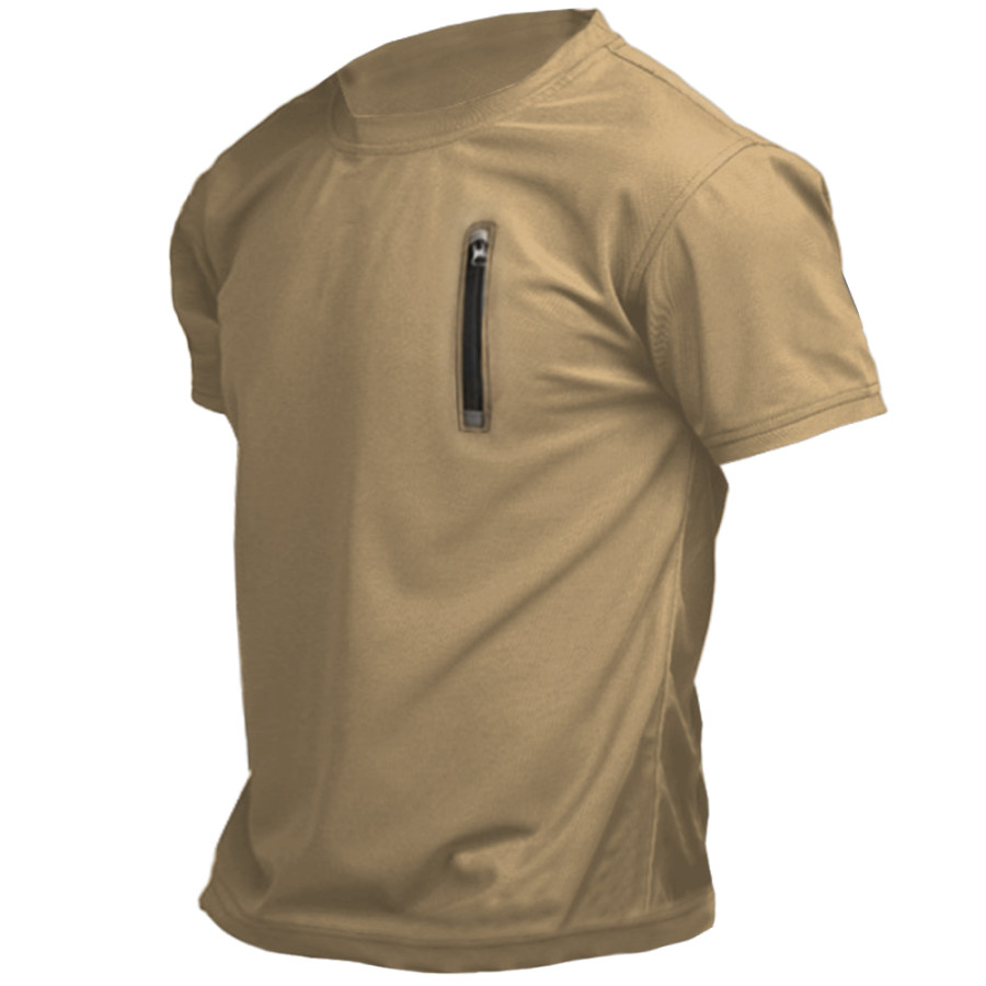 

Men's Outdoor Casual Zipper Pocket Round Neck T-Shirt
