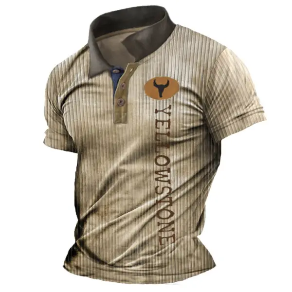 Men's Vintage Yellowstone Print Polo Short Sleeve T-Shirt Only $21.99 ...