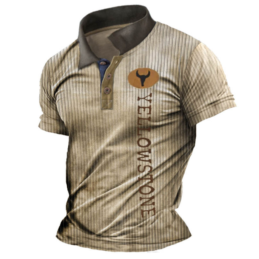 

Camiseta De Manga Corta Tipo Polo Con Estampado Vintage Yellowstone Para Hombre