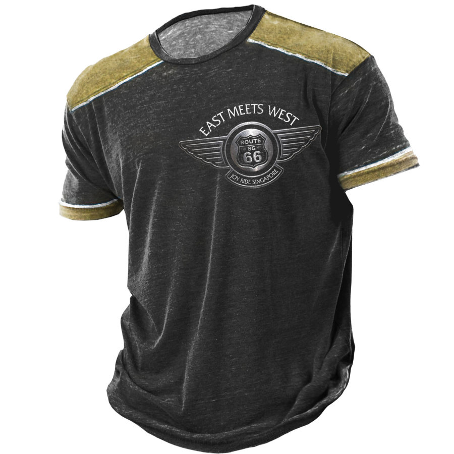 

Men's Vintage Route 66 Print Crew Neck T-Shirt