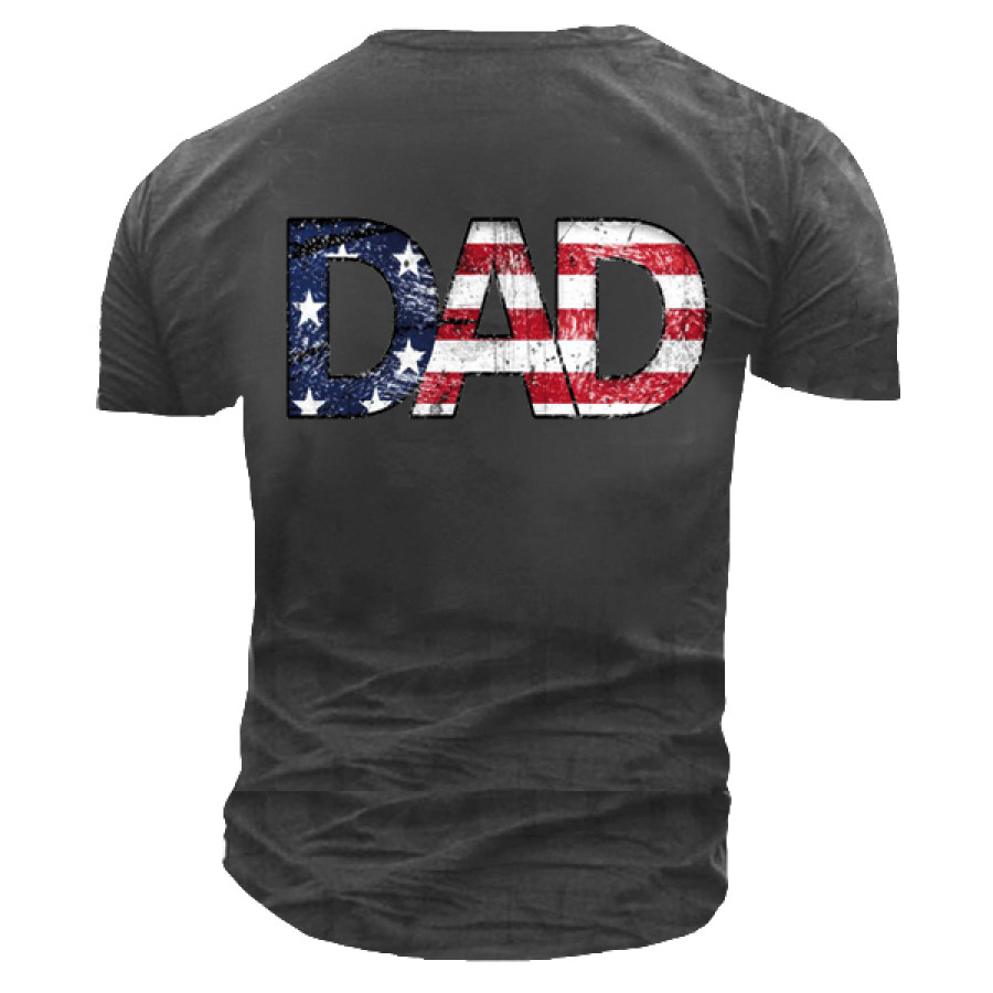 

Men's DAD American Flag Vintage Cotton Print Short Sleeve T-Shirt