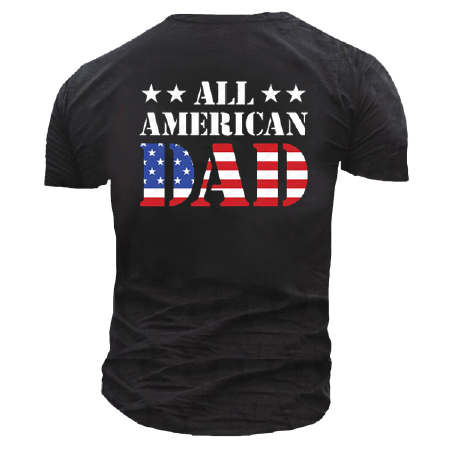 

Men's DAD American Flag Vintage Cotton Print Short Sleeve T-Shirt