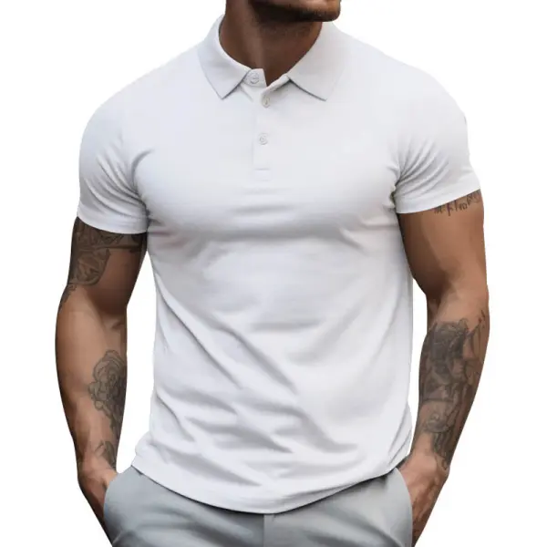 Men's Solid Polo Neck Casual T-Shirt - Kalesafe.com 