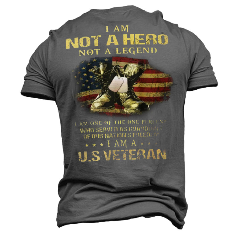

Мужская хлопковая футболка с коротким рукавом из хлопка ветеранов США с коротким рукавом