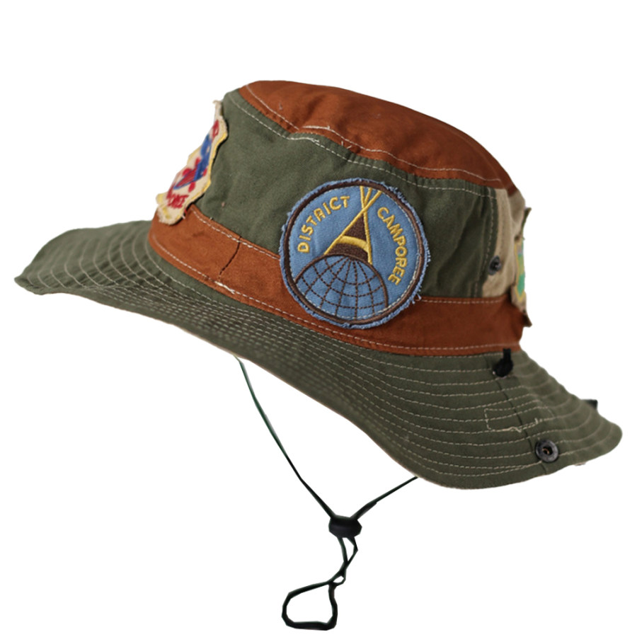 

Men's Vintage Western Cowboy Badge Color Block Hat