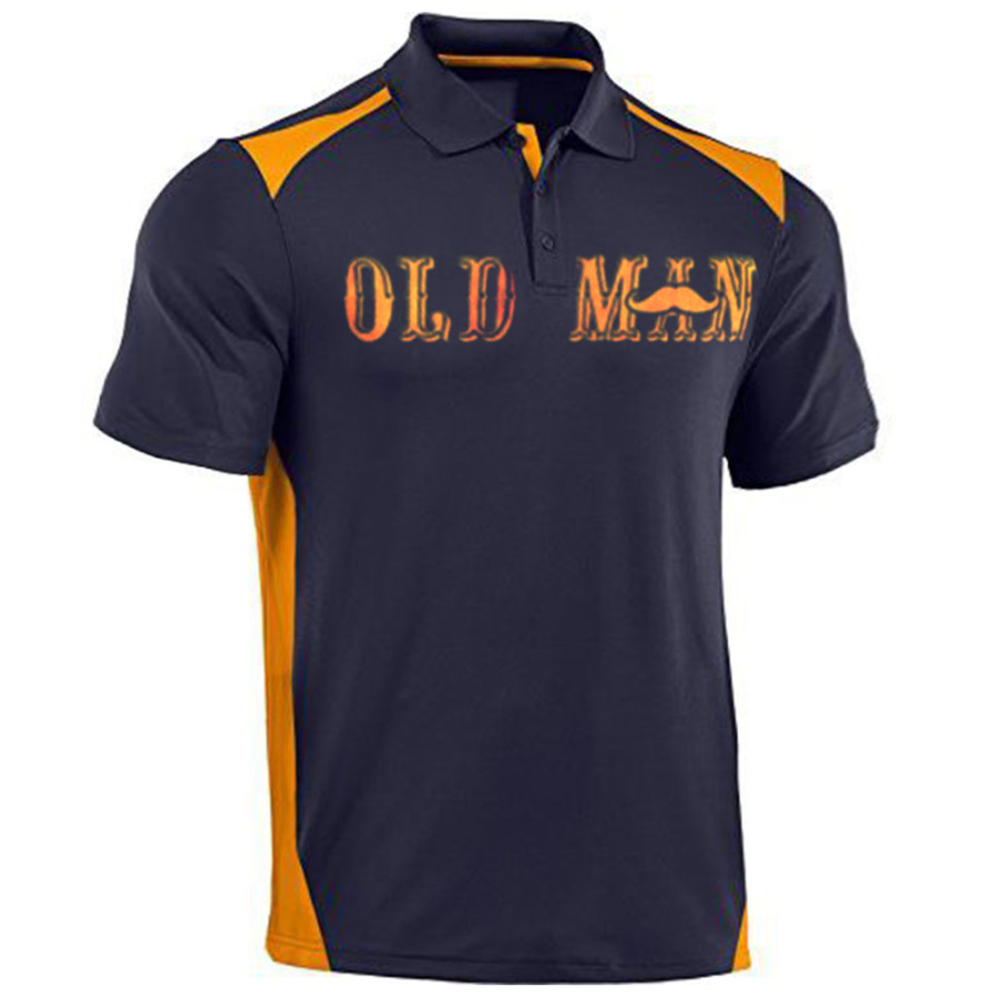 

Old Man Men's OutdoorColor Matching Casual Polo Neck T-Shirt