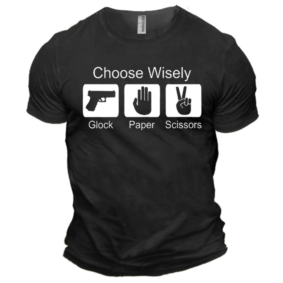 

T-shirt In Cotone Da Uomo Scegli Saggiamente Le Forbici Di Carta Glock