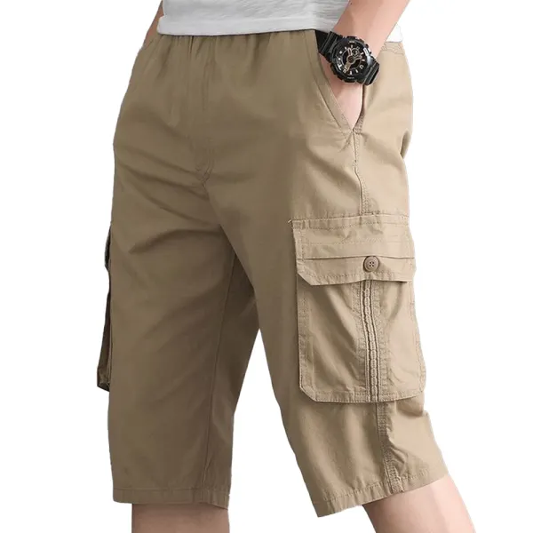 Men's Outdoor Casual Elastic Waist Cropped Shorts - Kalesafe.com 