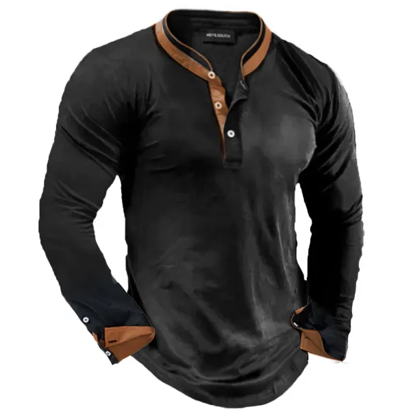 Men's Outdoor Colorblock Henley Polo Shirt - Kalesafe.com 
