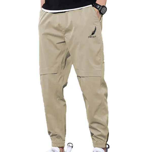 Men's Outdoor Feather Print Sports Casual Trousers - Kalesafe.com 