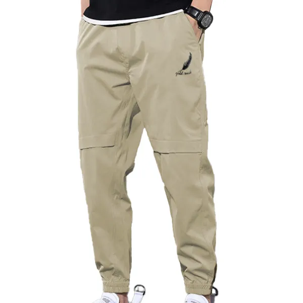 Men's Outdoor Feather Print Sports Casual Trousers - Honeylop.chimpone.com 
