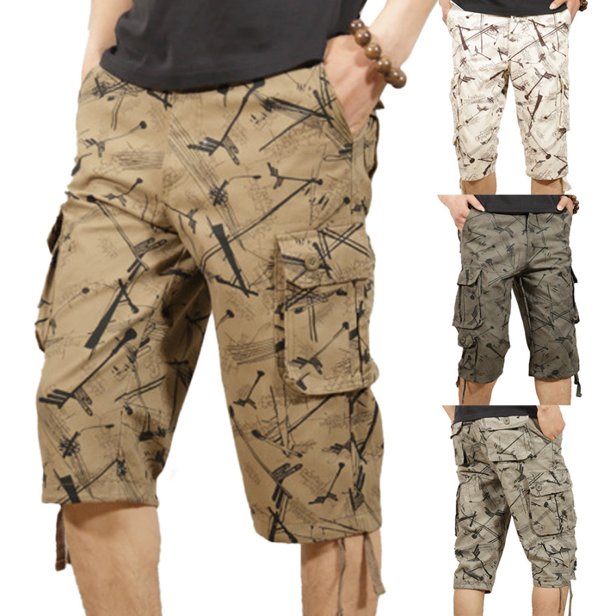 

Plus Size Men's Outdoor Tactical Multi Pocket Casual Cargo Shorts Cropped Pants