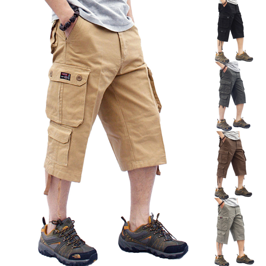 

Мужские повседневные тактические шорты-карго с несколькими карманами на открытом воздухе укороченные хлопковые брюки