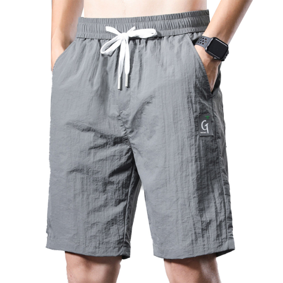 

Shorts De Praia Plissados Casuais Masculinos Ao Ar Livre