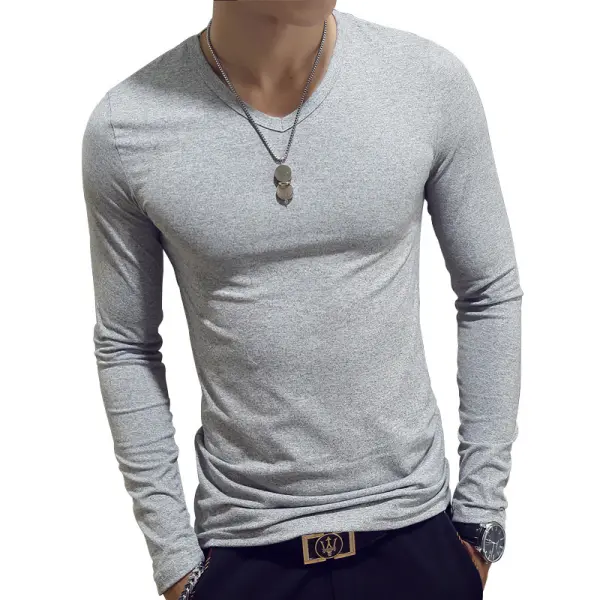 Men's Outdoor Casual V-neck Long-sleeved T-shirt - Kalesafe.com 