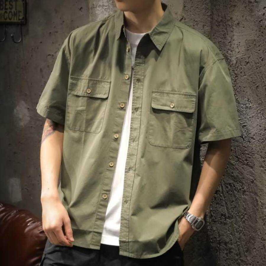 

Men's Vintage Loose Double Pocket Casual Work Shirt