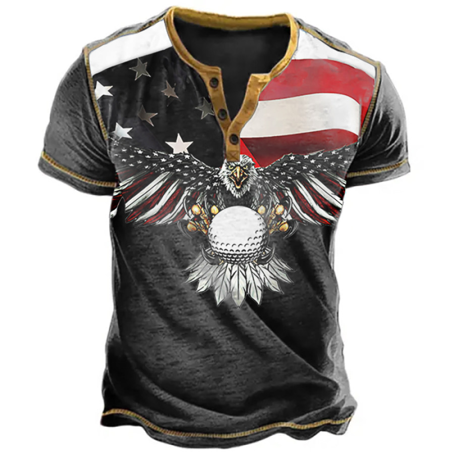 

Men's Outdoor Casual Flag Print Vintage Casual Short Sleeve T-Shirt