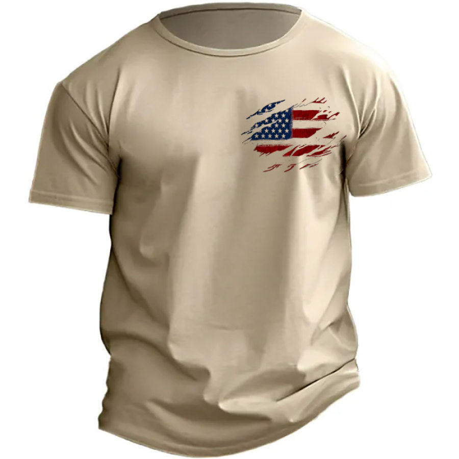 

Men's Casual Flag Print Vintage Casual Round Neck Short Sleeve T-Shirt